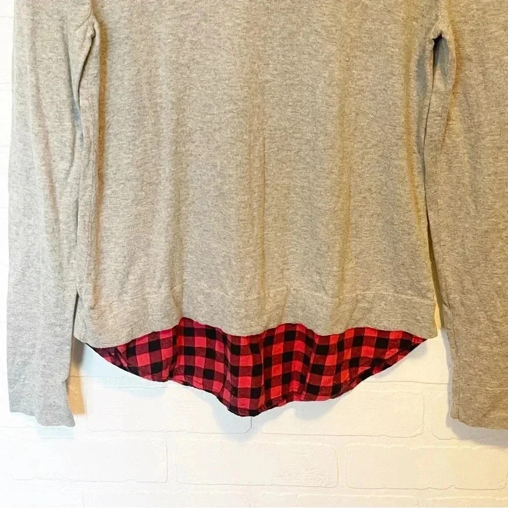 J.crew gray sweater Buffalo check underlay size small - Picture 3 of 8